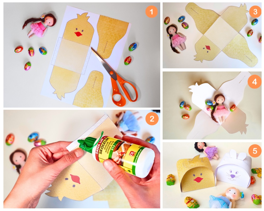 How to DIY bunny and Chicken paper box. Step by step guide.